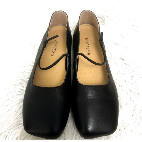 Empress Square Toe Black Ballet Flat Shoes Soft Comfy Leather Eur Size 41 US 10 - Picture 2 of 12